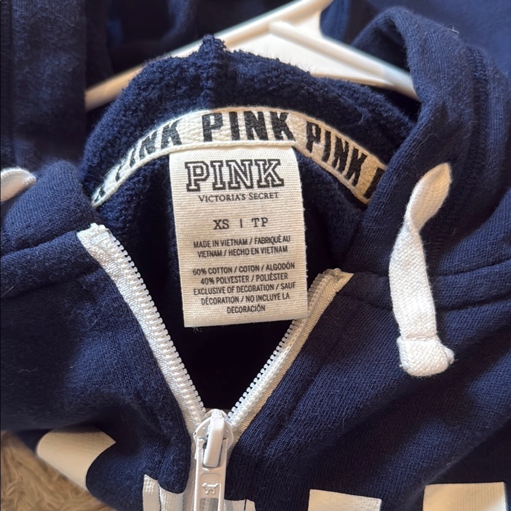 PINK blue zip up sweatshirt - Picture 3 of 3